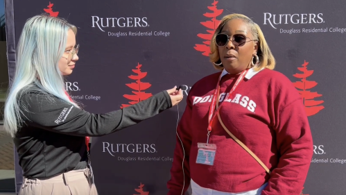 Student Interviewing Alum at Douglass Day