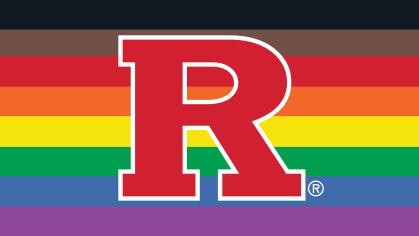 Rutgers in front of gay flag