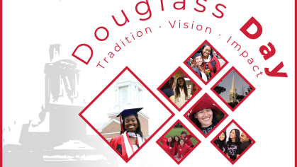 Douglasls Day Banner with Voorhees Chapel in Grey and White & Student Montage