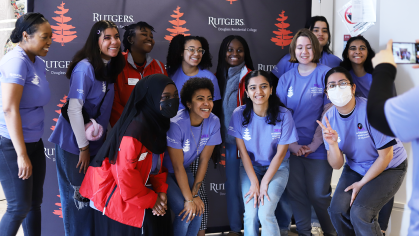 A Group of Douglass Students Take a Photo at Women's Day 