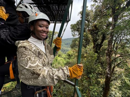Global Leader Student on a Zip Line in Costa Rica