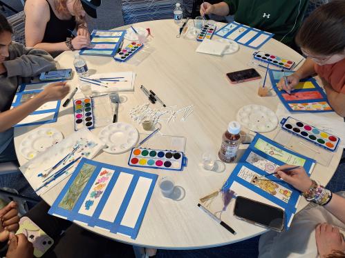 Students at water color workshop