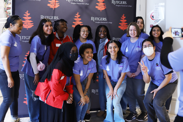 A Group of Douglass Students Take a Photo at Women's Day 