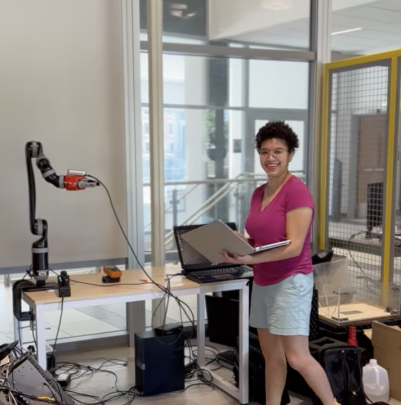 A student in a robotics lab