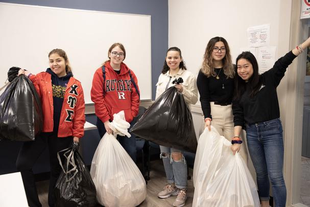 Students hold trash collection